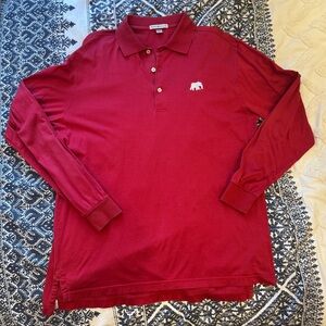 Peter Millar Burgundy Red Long Sleeve Knit Polo Elephant Logo Cotton Medium